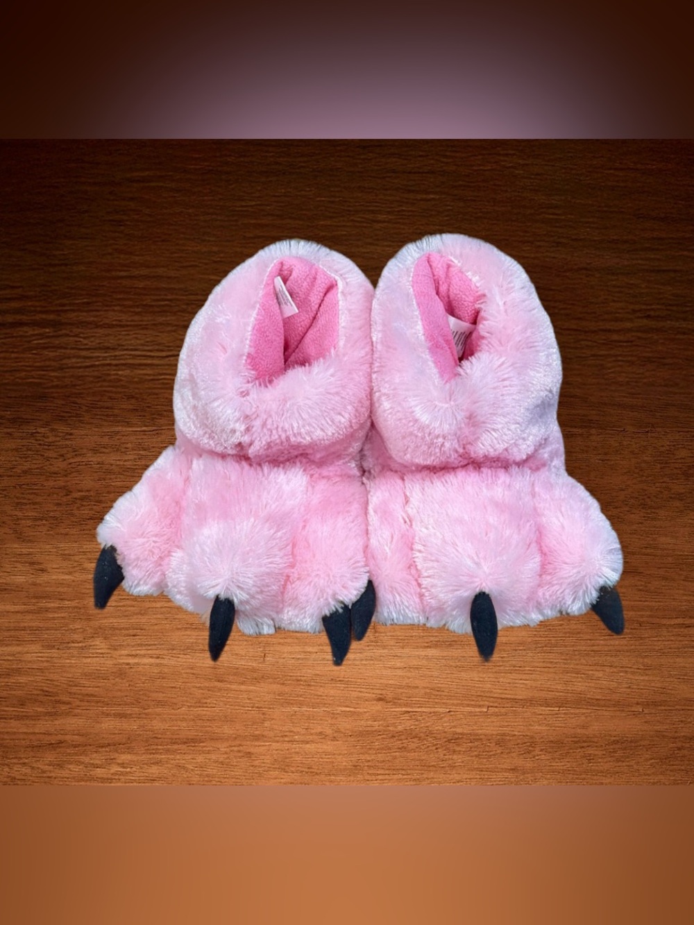 LAZYONE ANIMAL PAW SLIPPERS PINK BEAR FURRY SLIPPERS SIZE L